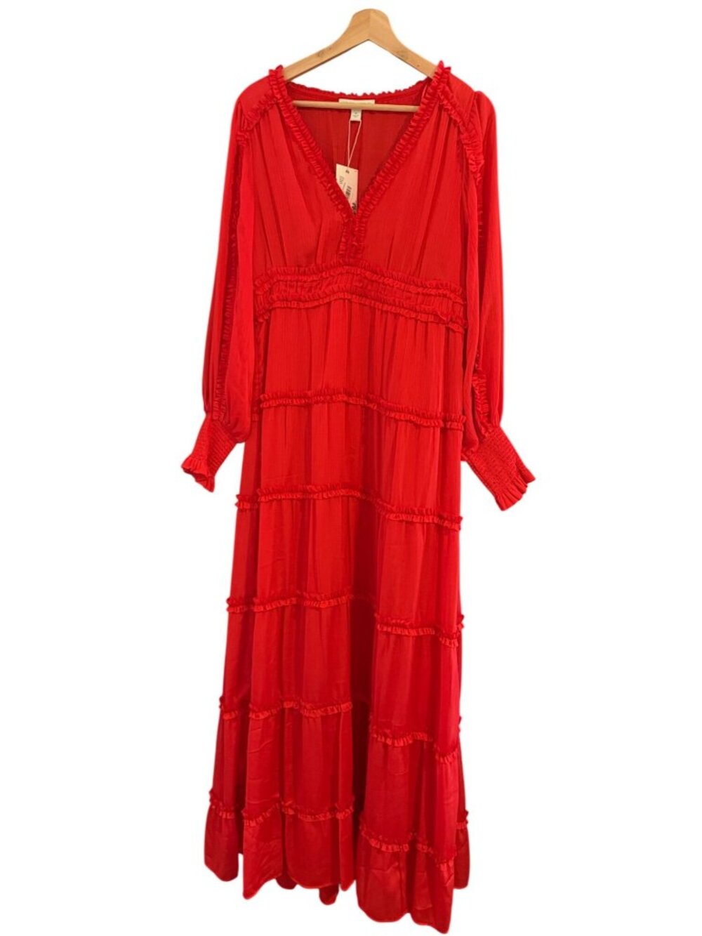 Chelsea & Violet Scarlett Red Tier Ruffle Maxi Dress Size Medium NWT